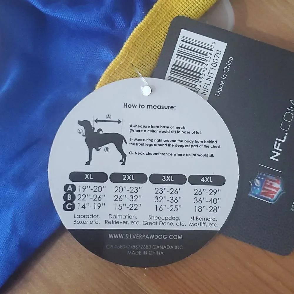 Silver Paw Los Angeles Rams Doggie T Shirt Jersey Size Medium